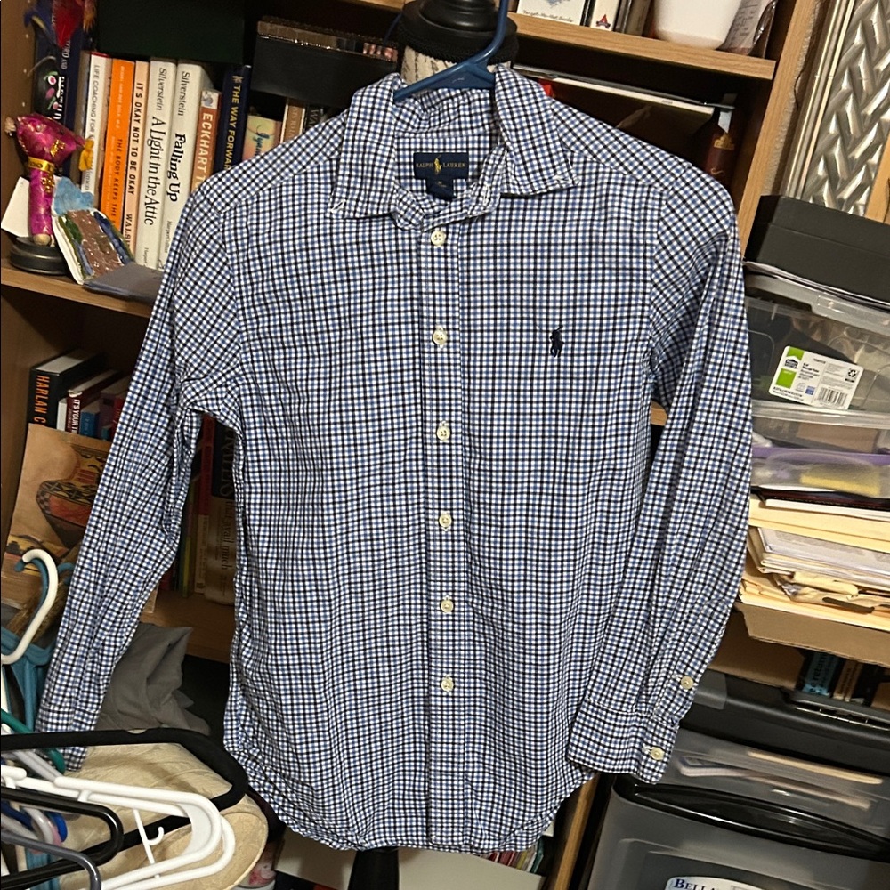 Ralph Lauren Blue Label Kids Blue Checkered Button Down Shirt